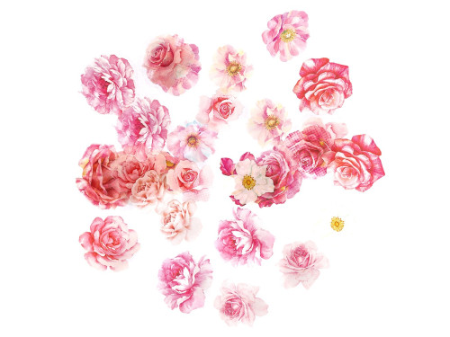 Foil stickers Flowers - DpCraft - Romantic Pink 30 pcs.