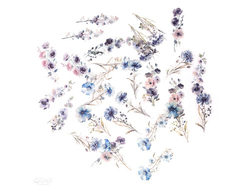 Foil stickers Flowers - DpCraft - Meteor Blue 20 pcs.