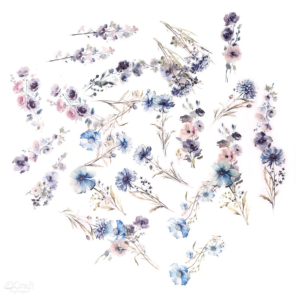 Foil stickers Flowers - DpCraft - Meteor Blue 20 pcs.