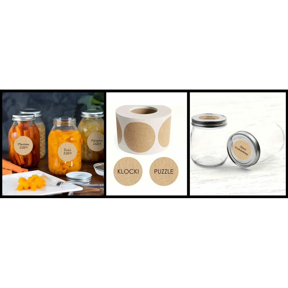 Stickers on a roll Round labels - DpCraft - Kraft 3,8 cm 500 pcs.