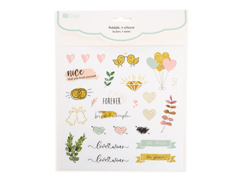 Naklejki akwarelowe papierowe Love & Marriage - DpCraft - 4 ark.