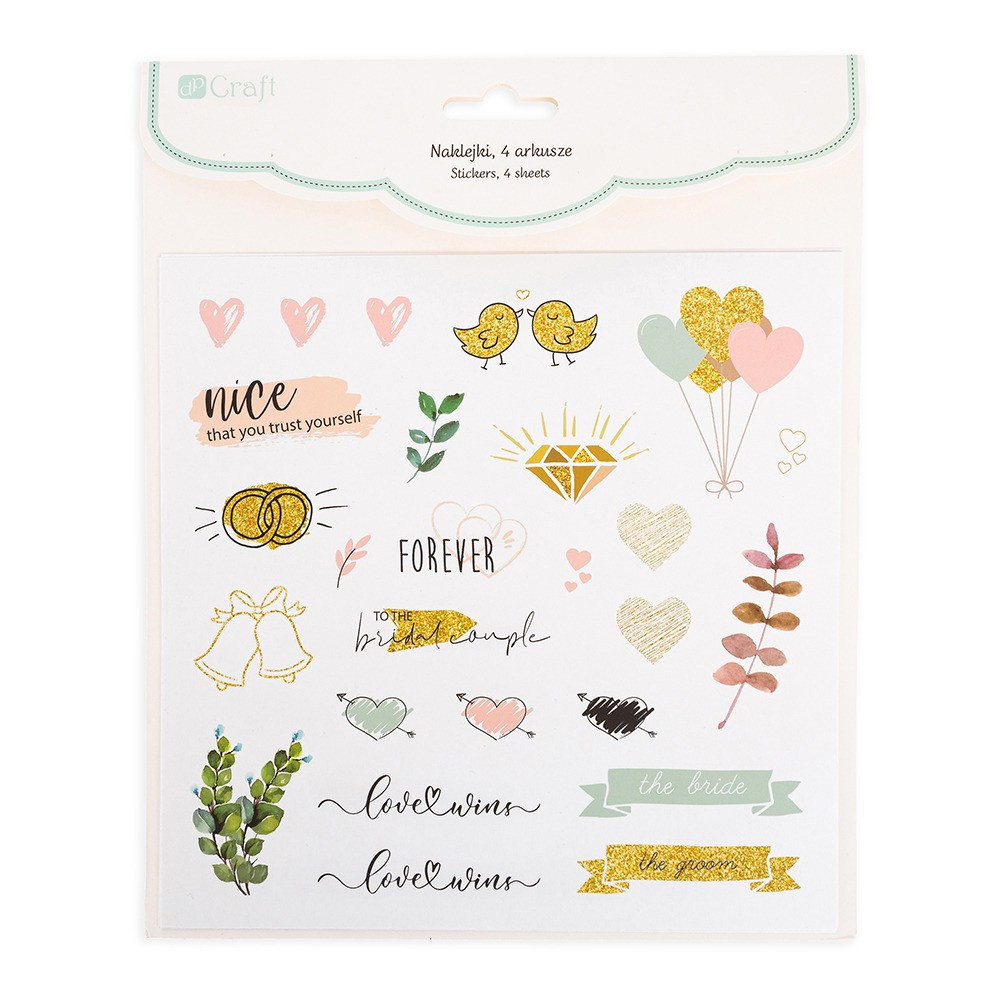 Naklejki akwarelowe papierowe Love & Marriage - DpCraft - 4 ark.