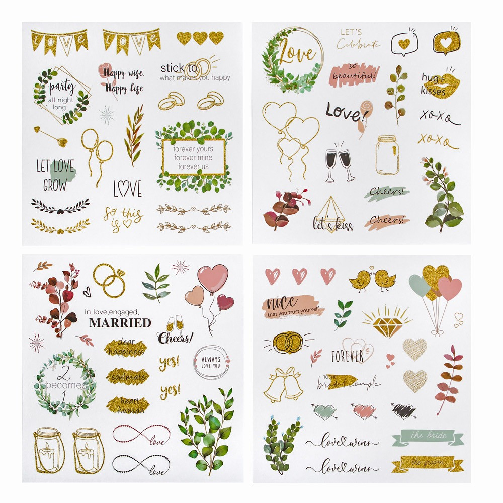 Naklejki akwarelowe papierowe Love & Marriage - DpCraft - 4 ark.
