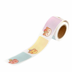 Stickers on a roll Cute Animals - DpCraft - 4,5 x 2,5 cm 100 pcs.
