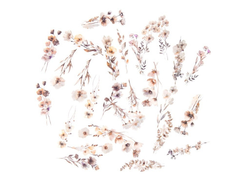 Foil stickers Flowers - DpCraft - Beige Mist 30 pcs.