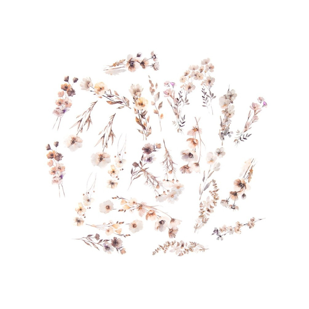 Foil stickers Flowers - DpCraft - Beige Mist 30 pcs.