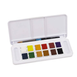 Zestaw akwareli Aquafine Travel w półkostkach - Daler Rowney - 12 szt.