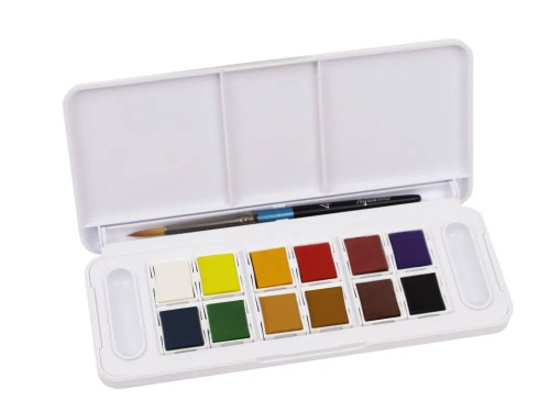 Set of Aquafine Travel watercolor paints in half pans - Daler Rowney - 12 pcs.