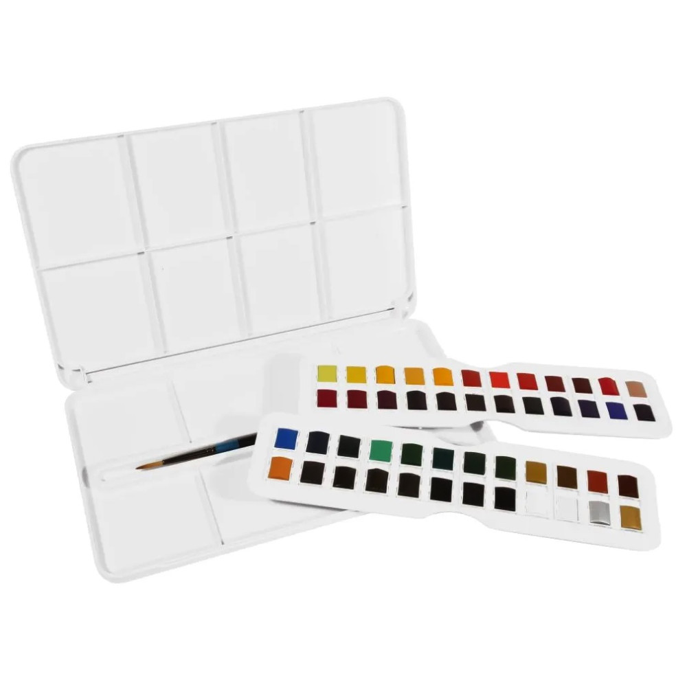 Set of Aquafine Studio watercolor paints in half pans - Daler Rowney - 48 pcs.