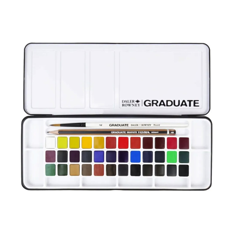 Set of Graduate watercolor paints in half pans - Daler Rowney - 36 pcs.