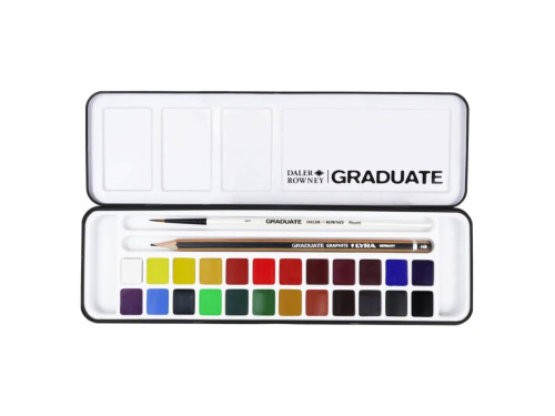 Zestaw akwareli Graduate w półkostkach - Daler Rowney - 24 szt.