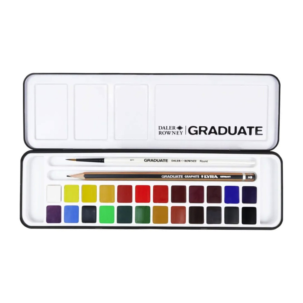 Set of Graduate watercolor paints in half pans - Daler Rowney - 24 pcs.