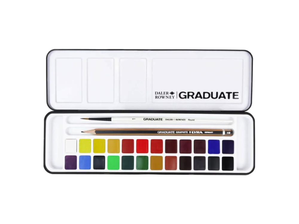 Set of Graduate watercolor paints in half pans - Daler Rowney - 24 pcs.