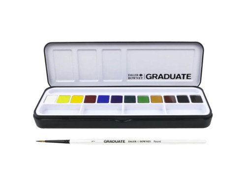 Set of Graduate watercolor paints in half pans - Daler Rowney - 12 pcs.