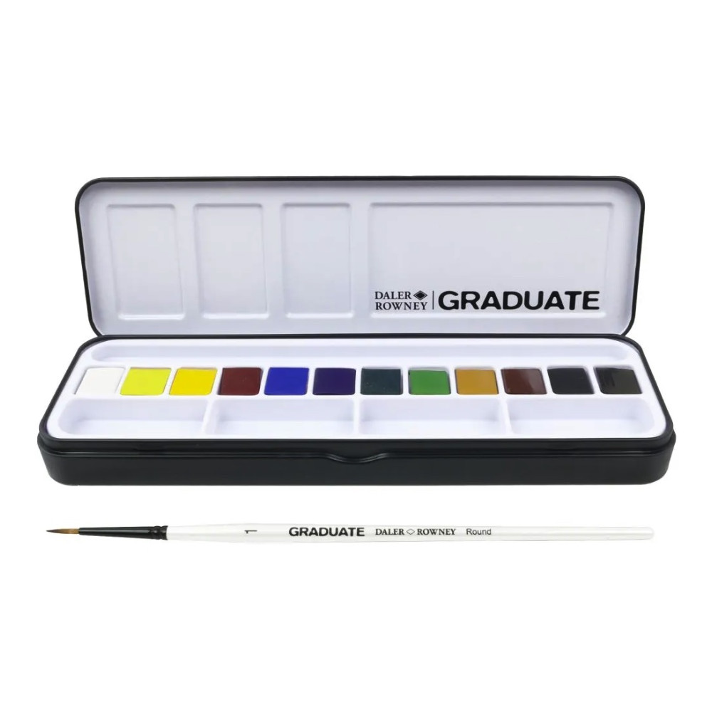 Zestaw akwareli Graduate w półkostkach - Daler Rowney - 12 szt.