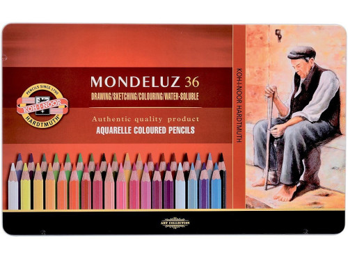 Zestaw kredek akwarelowych Mondeluz - Koh-I-Noor - metalowe opakowanie, 36 szt.