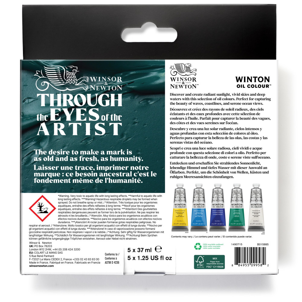 Set of Winton Oil Colour paints - Winsor & Newton - Seascapes 5 pcs x 37 ml