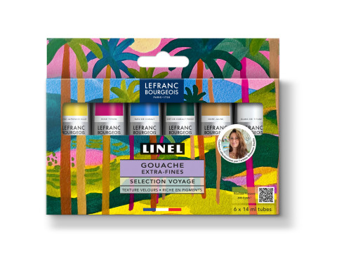 Linel gouache set - Lefranc & Bourgeois - Voyage 6 x 14 ml