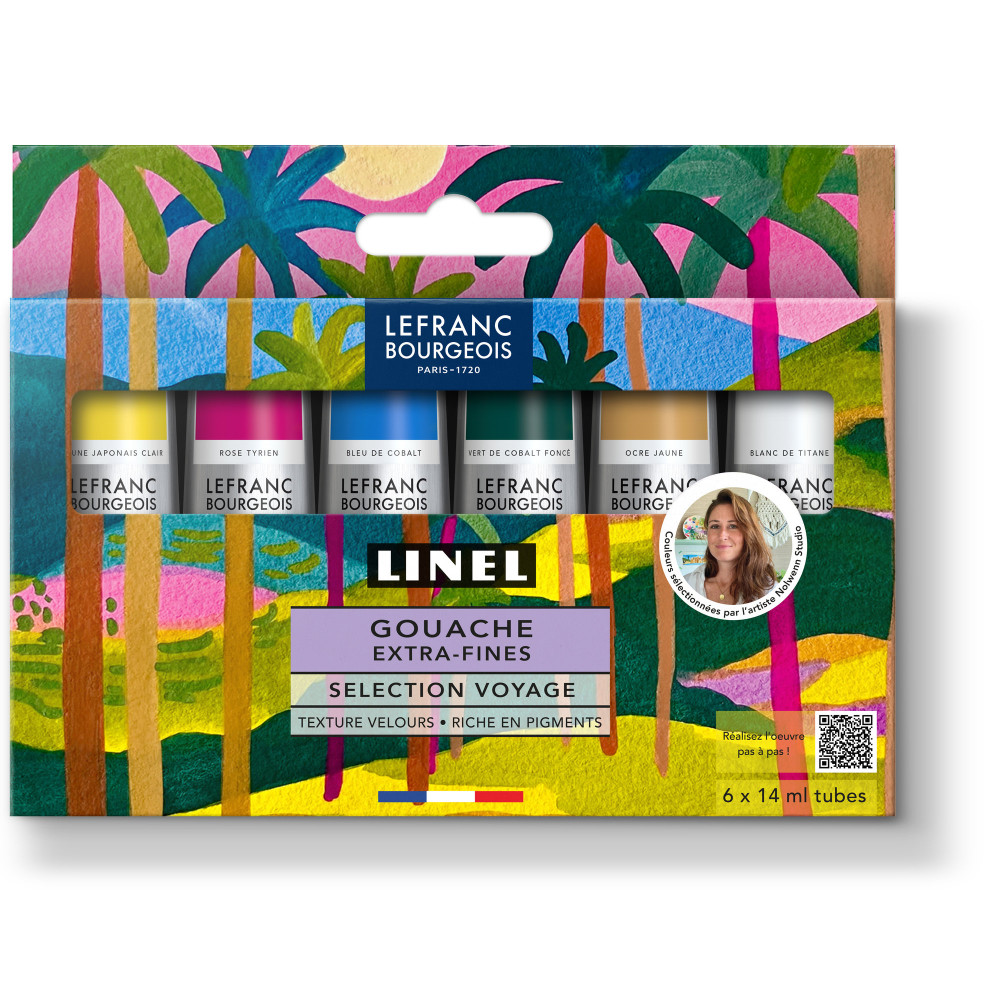 Linel gouache set - Lefranc & Bourgeois - Voyage 6 x 14 ml