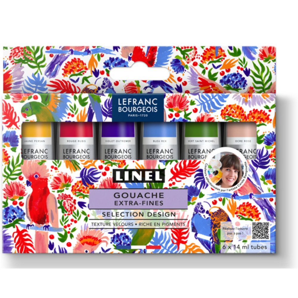 Linel gouache set - Lefranc & Bourgeois - Design 6 x 14 ml