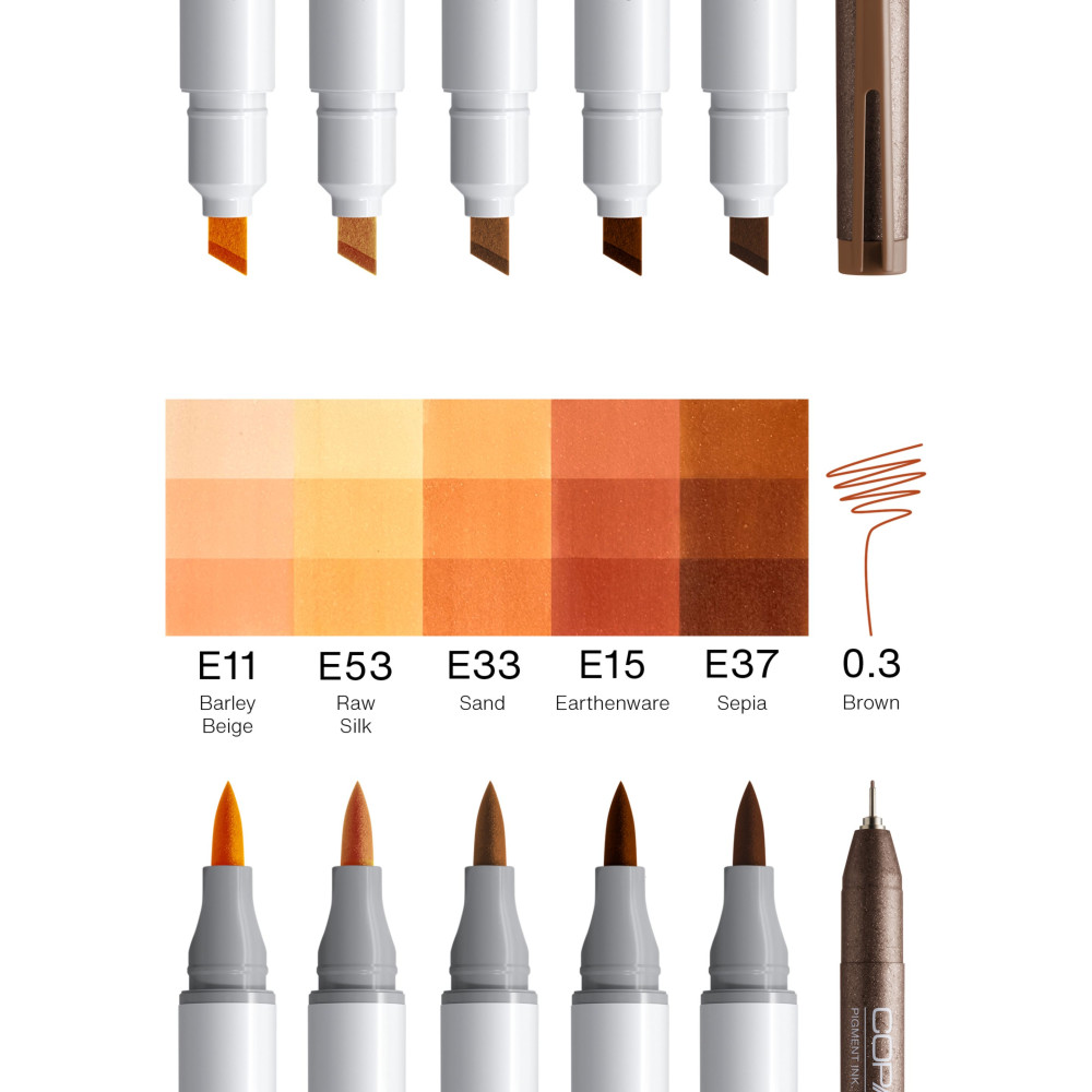 Set of Copic Ciao Portrait Amber Glow dual-tip alcohol-based markers