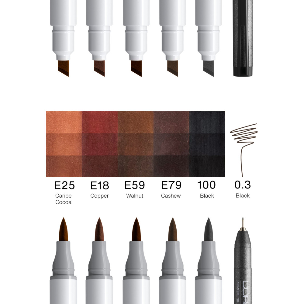 Set of Copic Ciao Portrait Earth Charm dual-tip alcohol-based markers