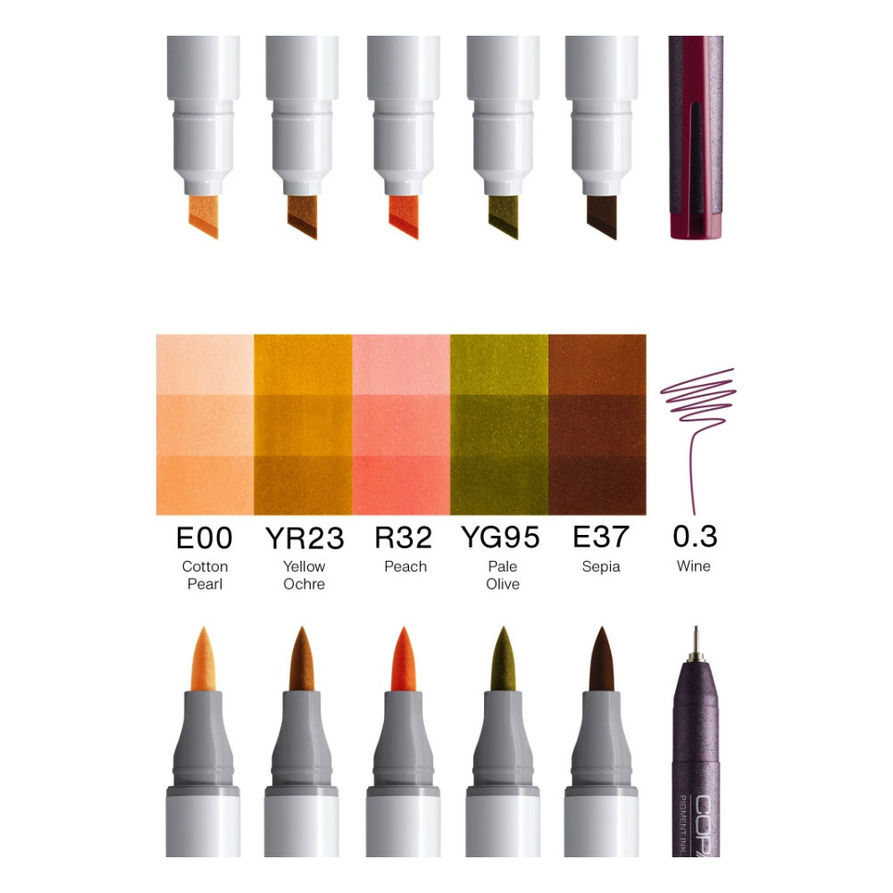 Set of Copic Ciao Manga Yumi dual-tip alcohol-based markers