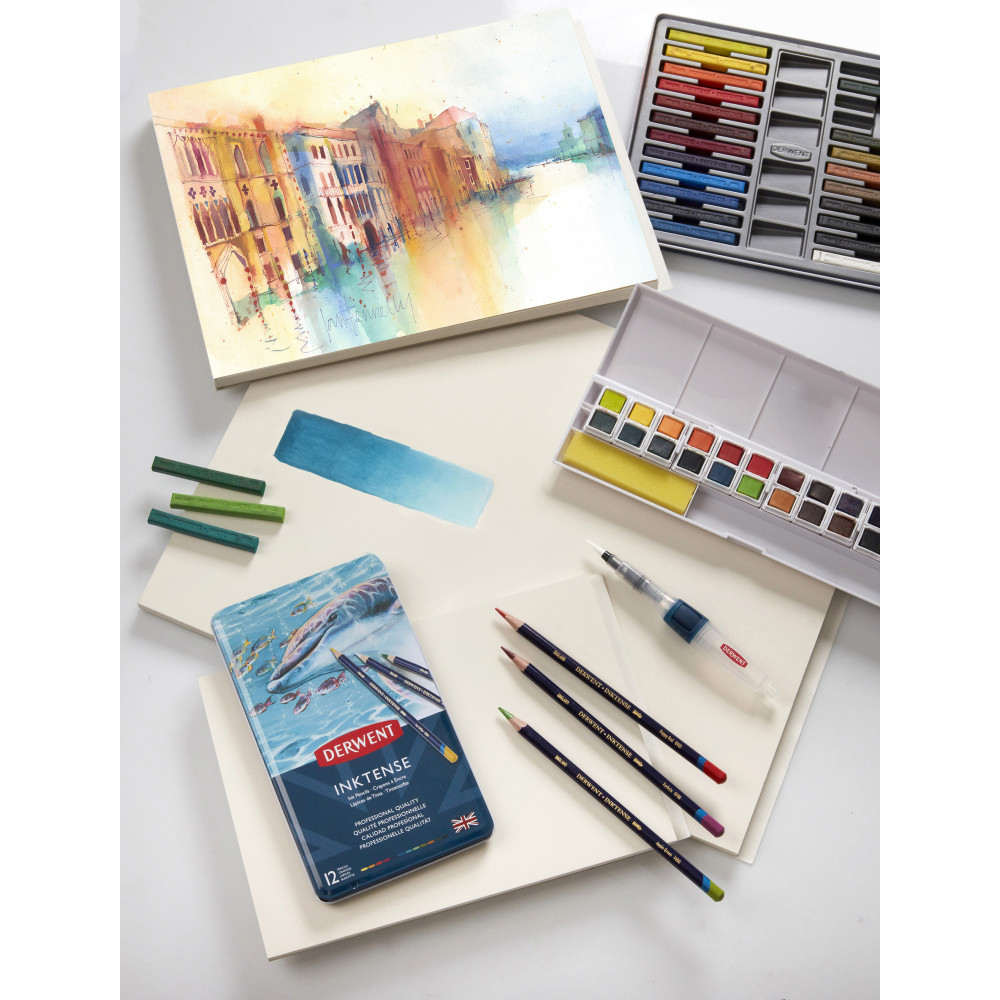 Zestaw tuszów akwarelowych Inktense w kostkach - Derwent - 24 szt.