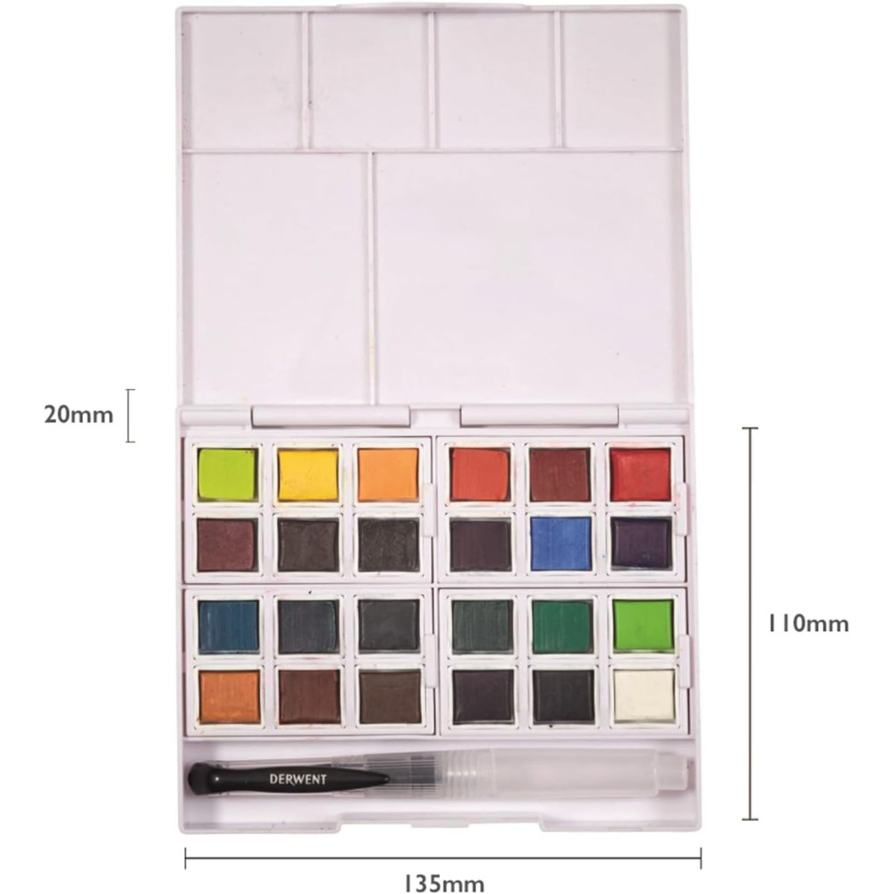 Zestaw tuszów akwarelowych Inktense w kostkach - Derwent - 24 szt.