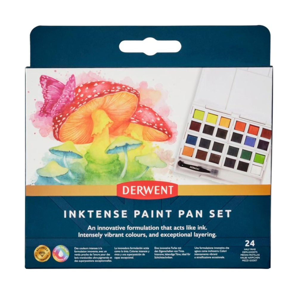 Zestaw tuszów akwarelowych Inktense w kostkach - Derwent - 24 szt.
