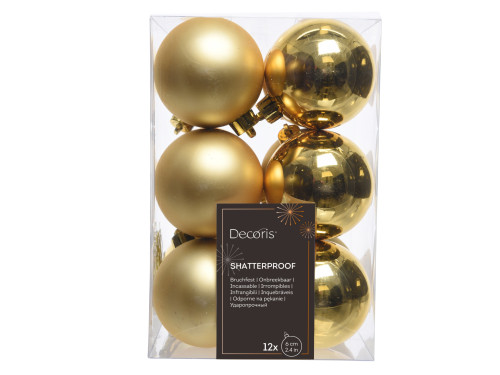 Shatterproof baubles - gold 6 cm 12 pcs.