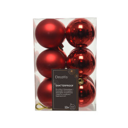 Shatterproof baubles - red 6 cm 12 pcs.