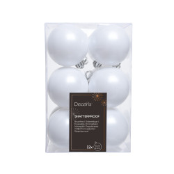 Bombki choinkowe nietłukące - białe matowe 6 cm 12 szt.
