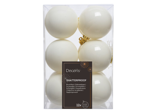 Shatterproof baubles - warm white 6 cm 12 pcs.