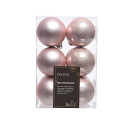 Shatterproof baubles - light pink 6 cm 12 pcs.