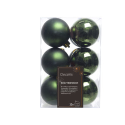 Shatterproof baubles - bottle green 6 cm 12 pcs.