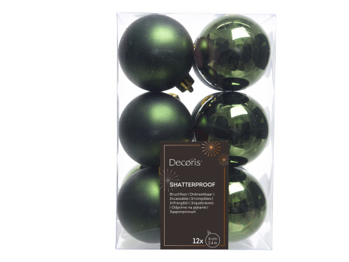 Bombki choinkowe nietłukące - butelkowa zieleń 6 cm 12 szt.