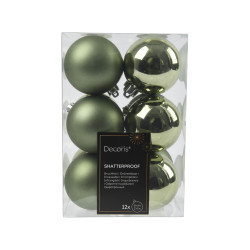 Shatterproof baubles - rosemary green 6 cm 12 pcs.