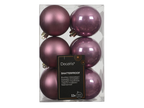 Shatterproof baubles - vintage pink 6 cm 12 pcs.