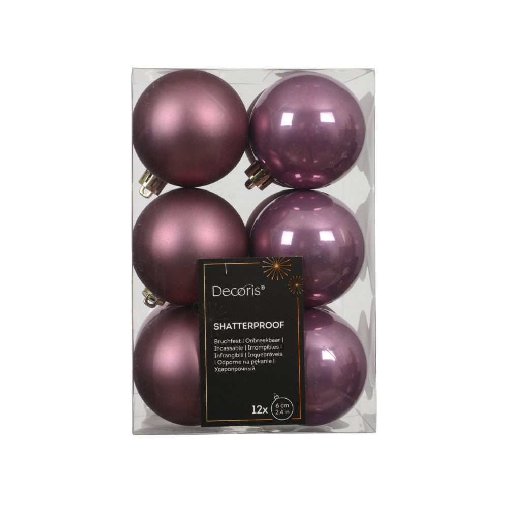Shatterproof baubles - vintage pink 6 cm 12 pcs.