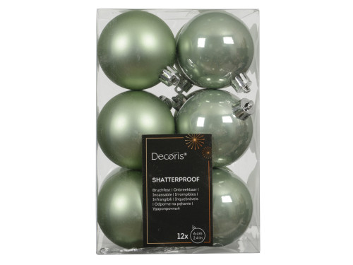 Shatterproof baubles - rosemary green 6 cm 12 pcs.