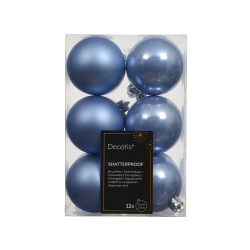 Shatterproof baubles - blue 6 cm 12 pcs.