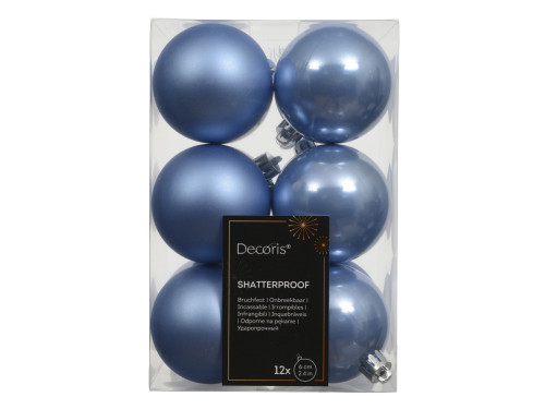 Shatterproof baubles - blue 6 cm 12 pcs.
