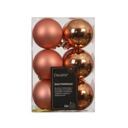 Shatterproof baubles - warm orange 6 cm 12 pcs.