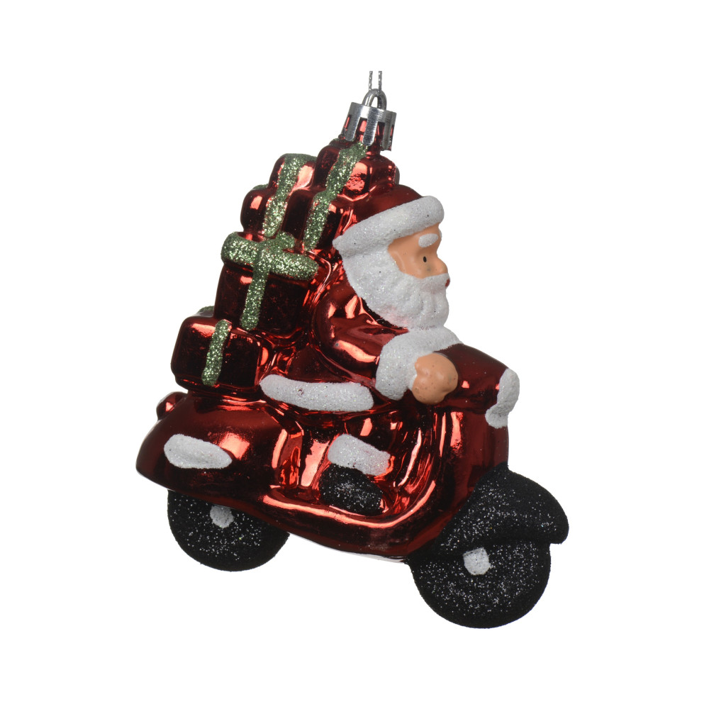 Shatterproof bauble Santa Claus on a motorcycle - 4 x 9,6 x 10 cm