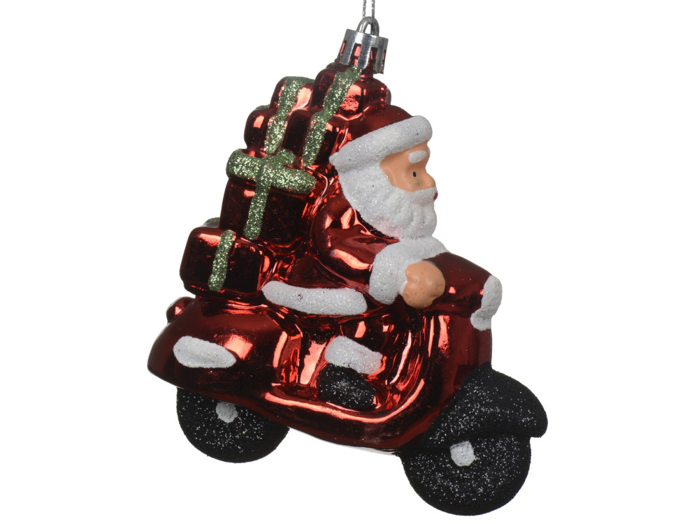Shatterproof bauble Santa Claus on a motorcycle - 4 x 9,6 x 10 cm
