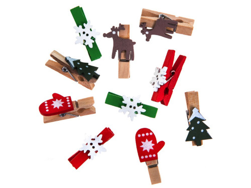 Wooden clips Christmas motifs - DpCraft - 10 pcs.