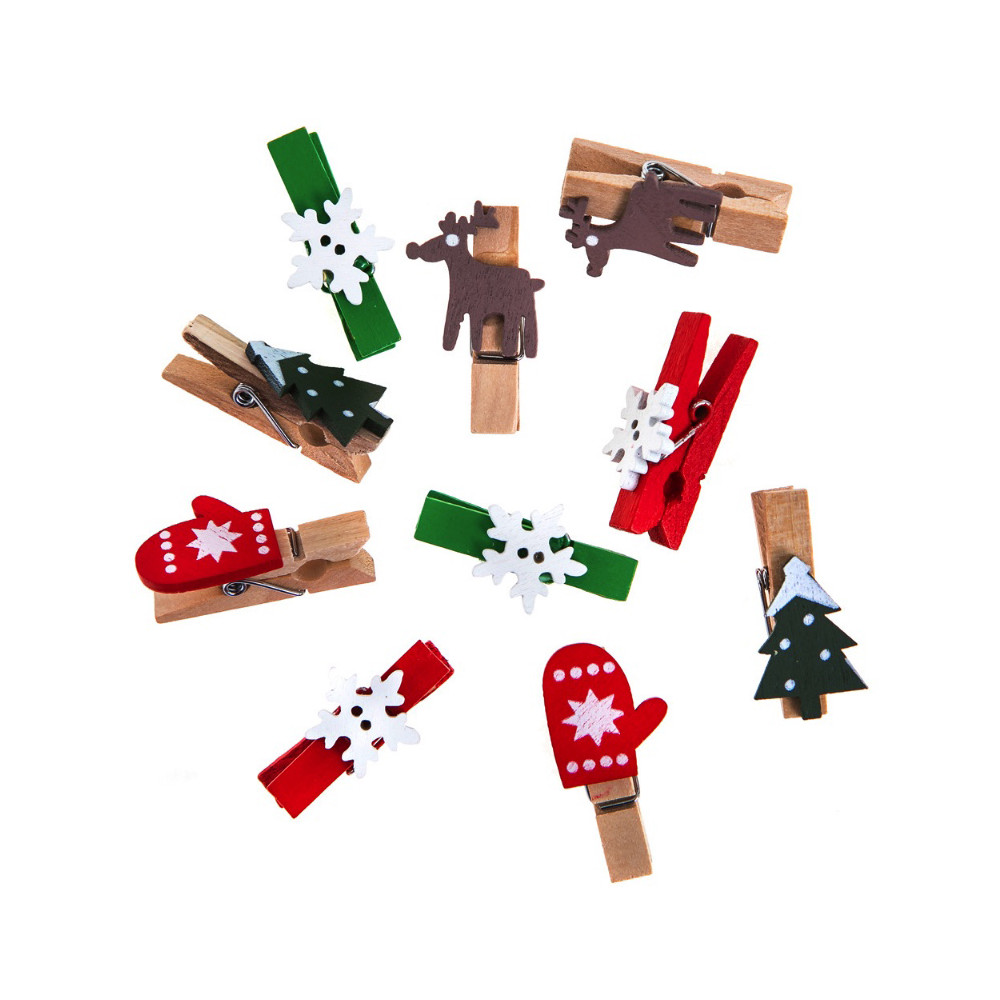 Wooden clips Christmas motifs - DpCraft - 10 pcs.