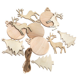 Wooden pendants Christmas motifs - DpCraft - 12 pcs.
