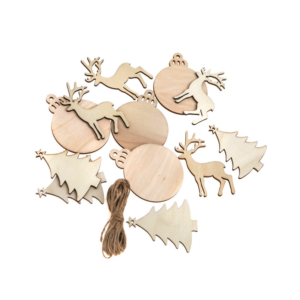 Wooden pendants Christmas motifs - DpCraft - 12 pcs.